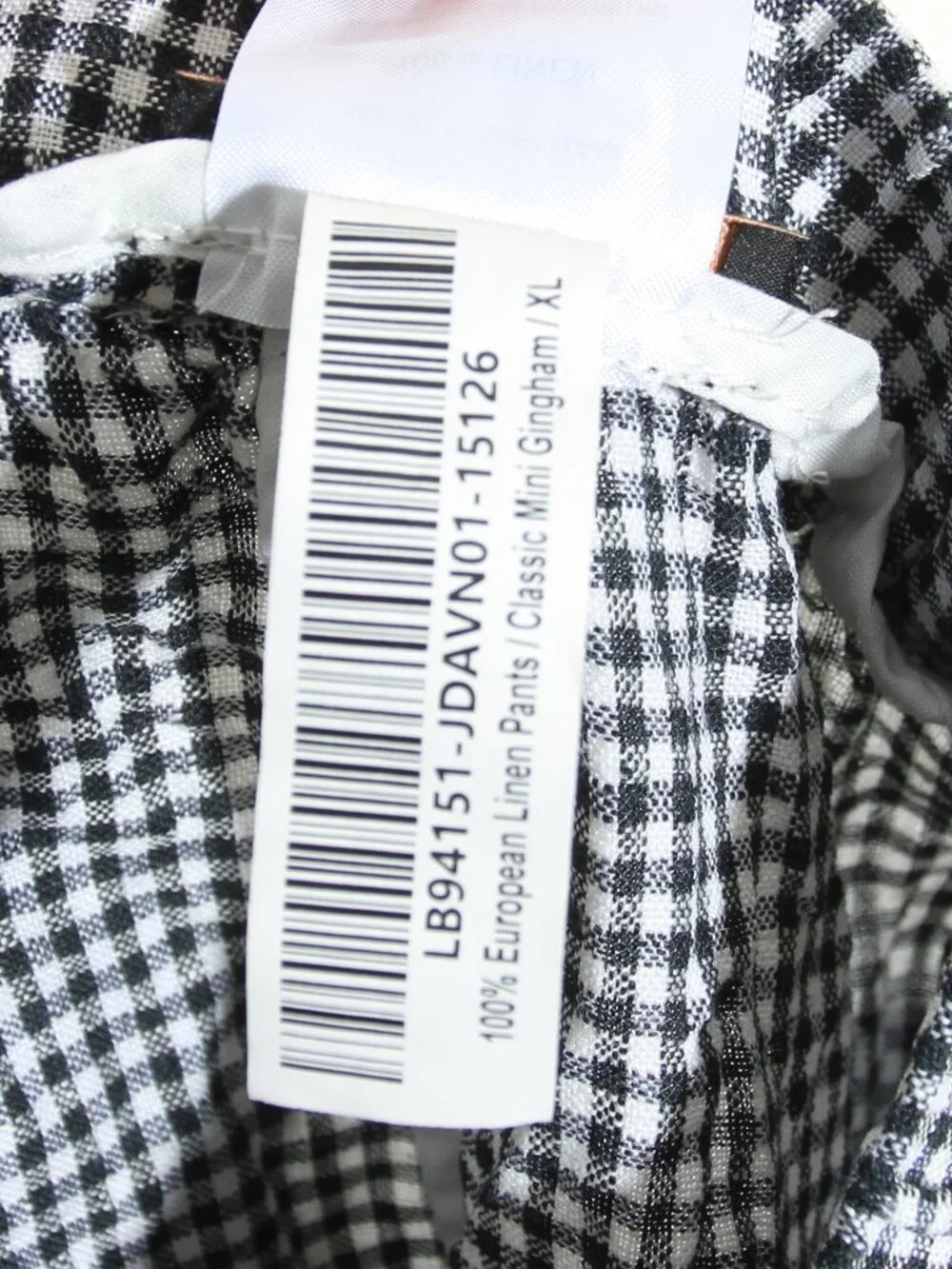 Quince 100% European Linen Pants Classic Mini Gingham Black White Pull-On Sz XL